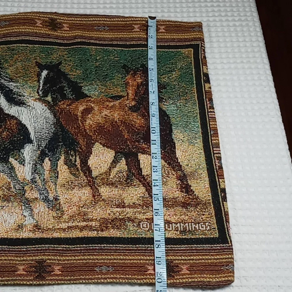 Vintage Home Run Set of Standard Tapestry Pillow Shams Made in USA Wild Horses